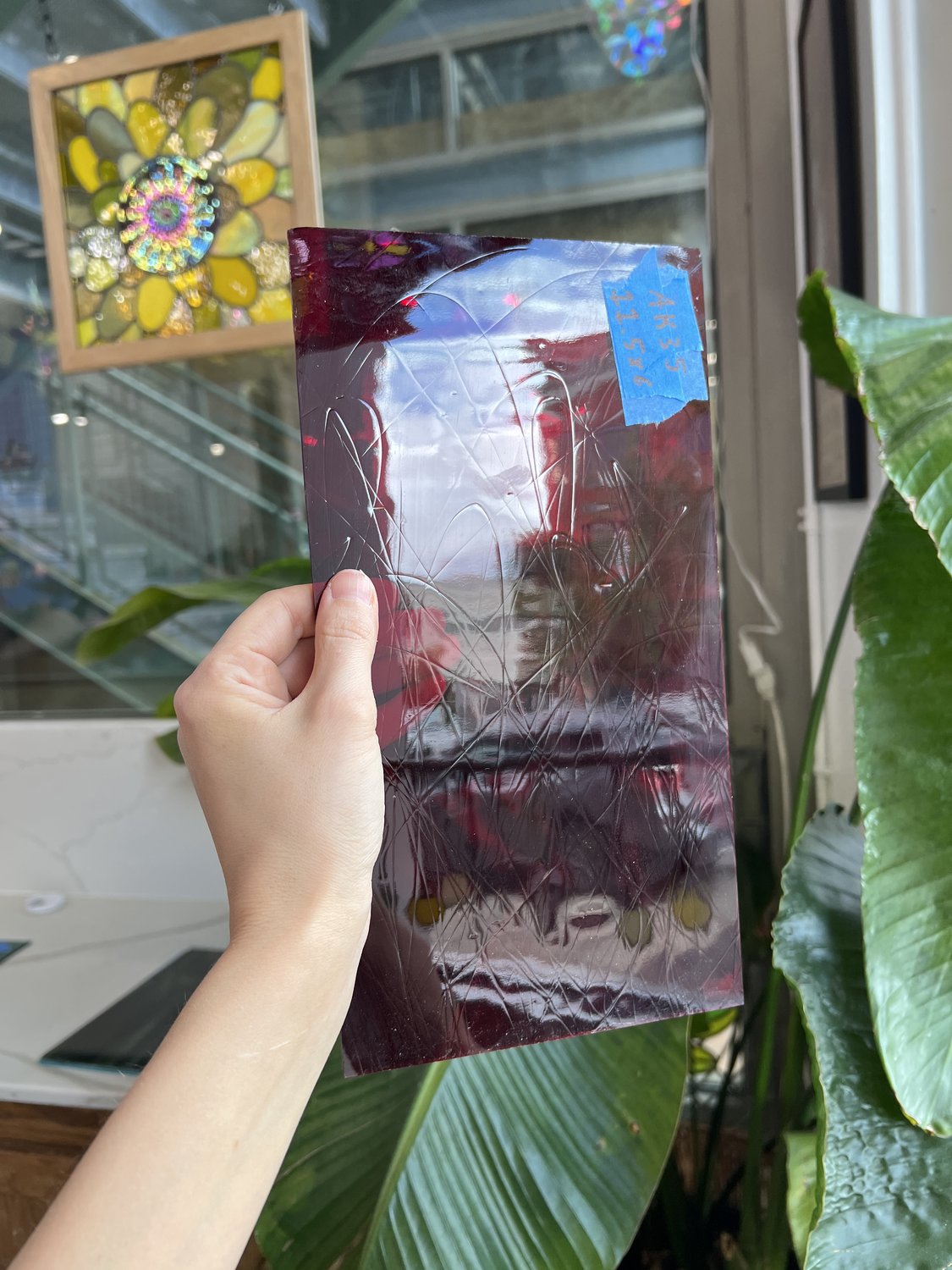 Red Vintage GNA Transparent Sheet Glass Colorado Glassworks