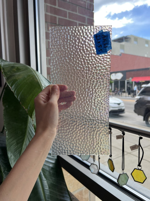 Clear Iridescent Hammered Sheet Glass Colorado Glassworks AK39 (12x5.5in)