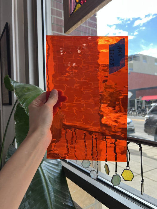 Orange Water Glass Oceanside Fusible 96 COE Fusible Sheet Glass Oceanside Glass