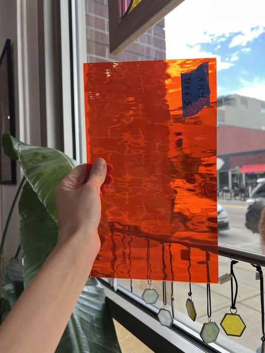 Orange Water Glass Oceanside Fusible 96 COE Fusible Sheet Glass Oceanside Glass 11x6.5in (OS-72677165)