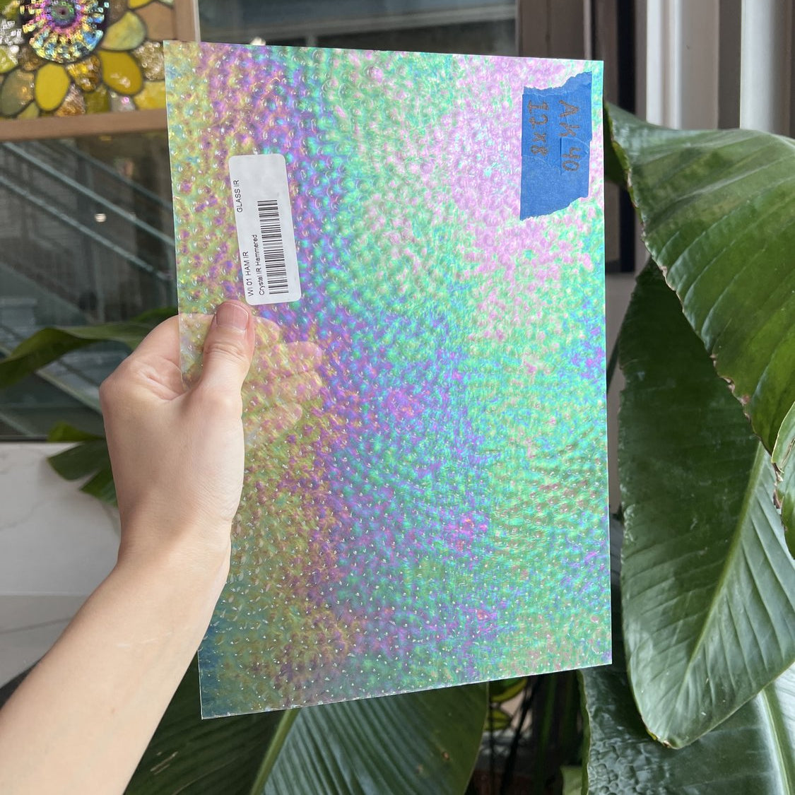 Clear Iridescent Hammered