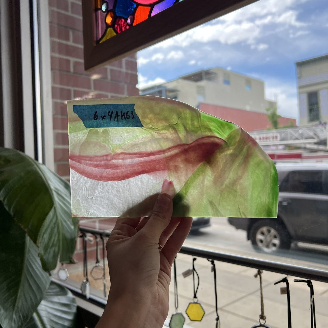 Pink Green Mixed Youghiogheny Sheet Glass Youghiogheny Glass