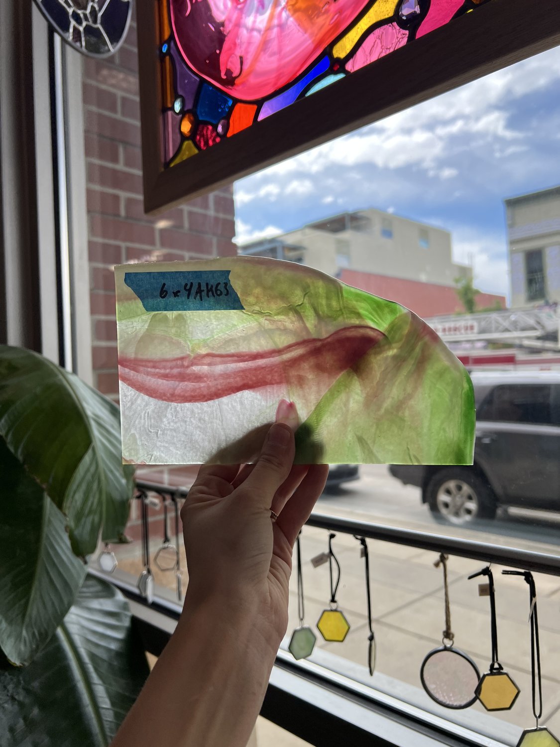 Pink Green Mixed Youghiogheny Sheet Glass Youghiogheny Glass