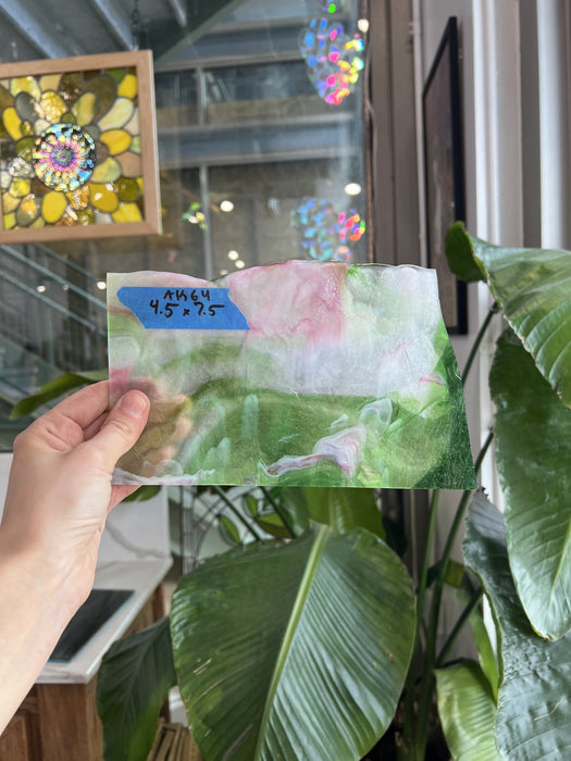 Pink Green Mixed Youghiogheny Sheet Glass Youghiogheny Glass AK64 (7.5x4.5in)