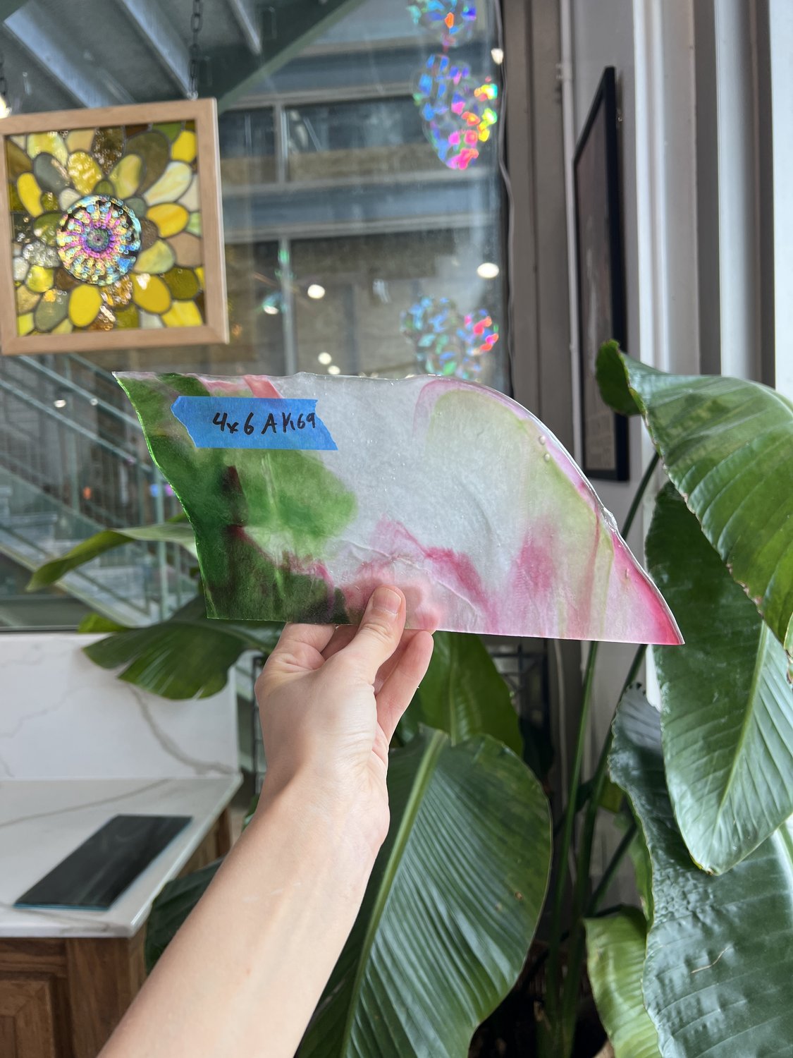 Pink Green Mixed Youghiogheny Sheet Glass Youghiogheny Glass AK69 (4x6in)
