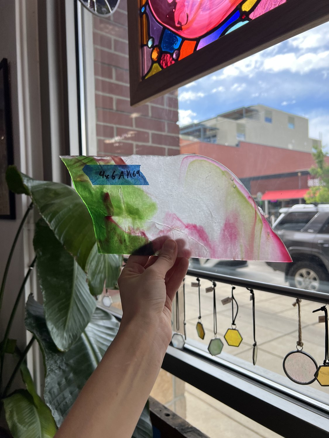 Pink Green Mixed Youghiogheny Sheet Glass Youghiogheny Glass