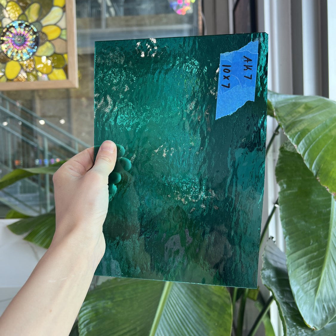Teal Rough Rolled Spectrum Sheet Glass Spectrum Glass 10x7in (SP-76379949)