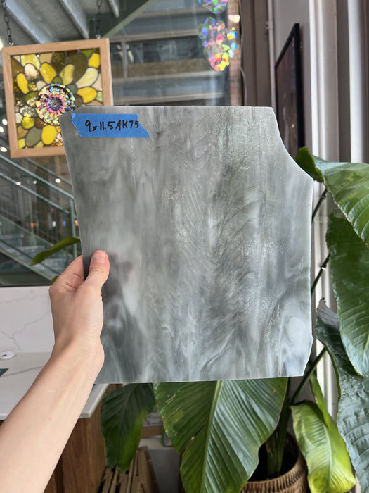 Dark Gray White Wispy Kokomo Sheet Glass Kokomo Glass Default Title