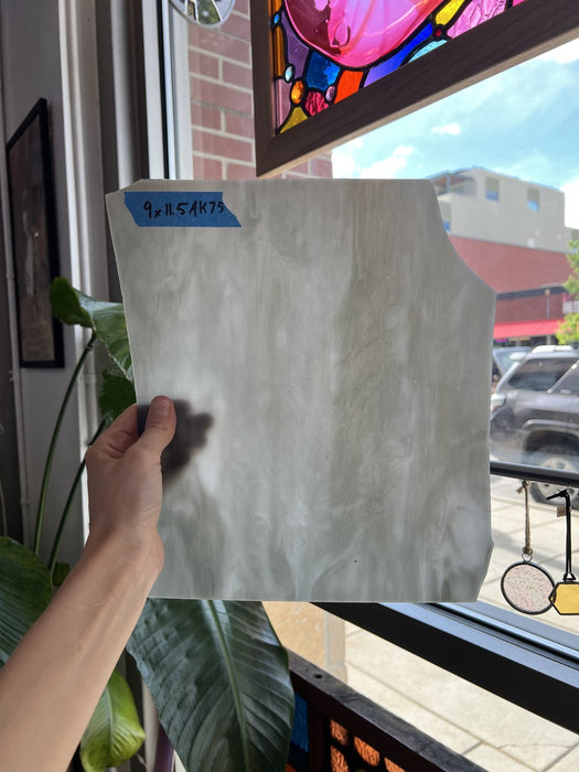 Dark Gray White Wispy Kokomo Sheet Glass Kokomo Glass