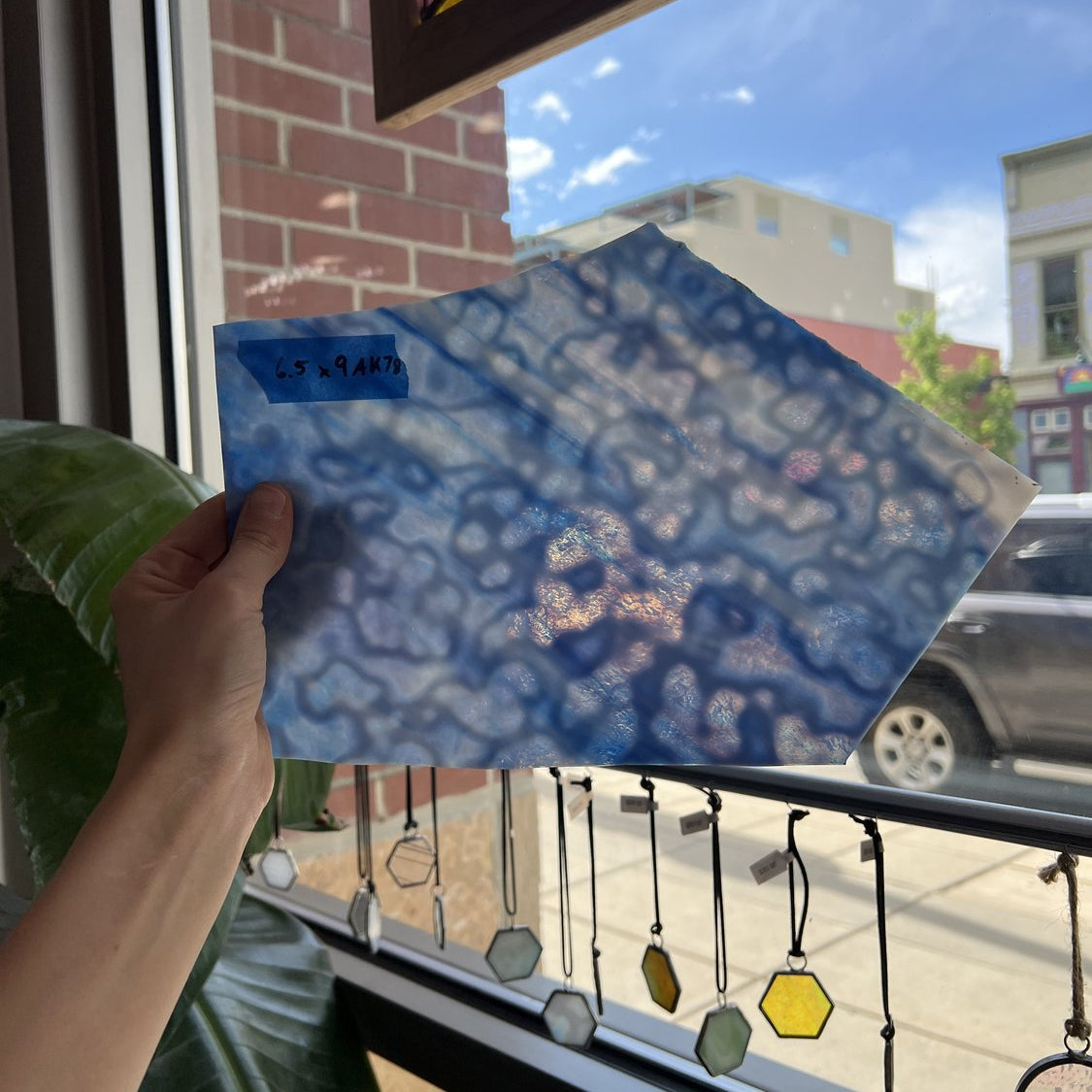 Vintage Blue Periwinkle Mottled Uroboros Fusible Sheet Glass Uroboros Glass