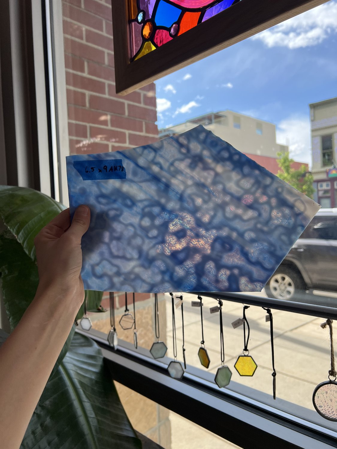 Vintage Blue Periwinkle Mottled Uroboros Fusible Sheet Glass Uroboros Glass