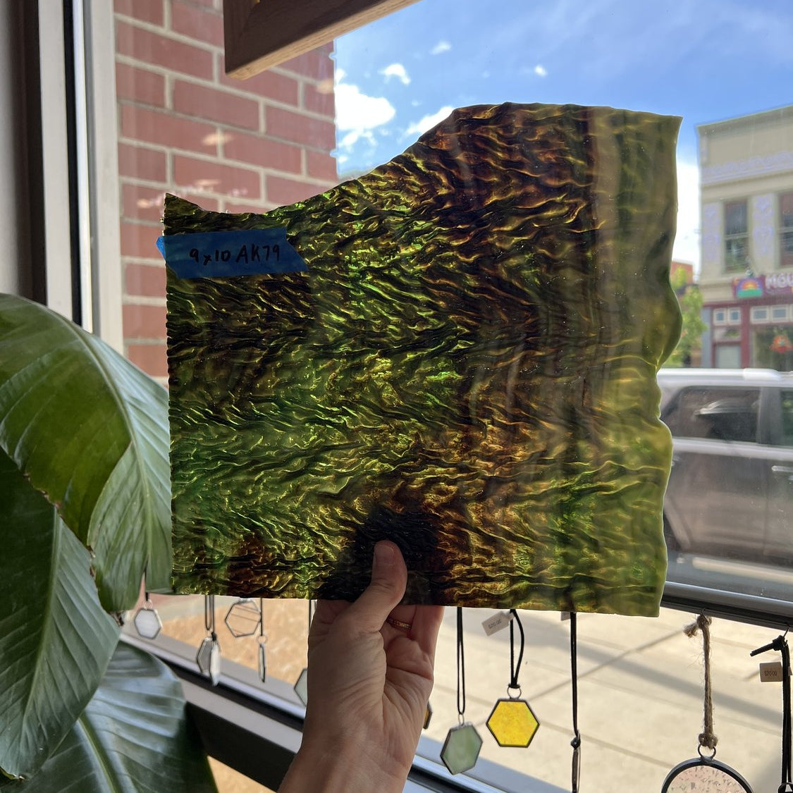 Vintage Green Brown Textured Uroboros Fusible Sheet Glass Uroboros Glass Default Title