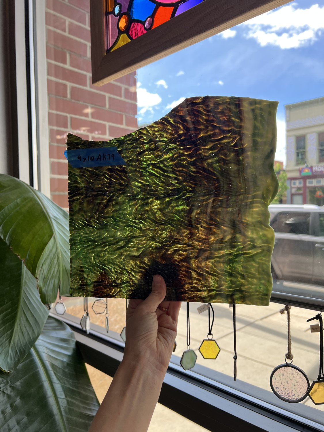 Vintage Green Brown Textured Uroboros Fusible Sheet Glass Uroboros Glass Default Title