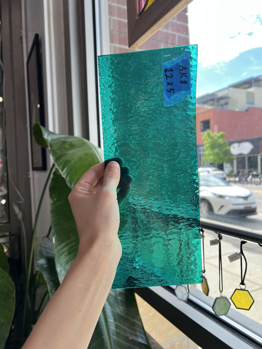 Teal Rough Rolled Spectrum Sheet Glass Spectrum Glass AK8 (12x5in)