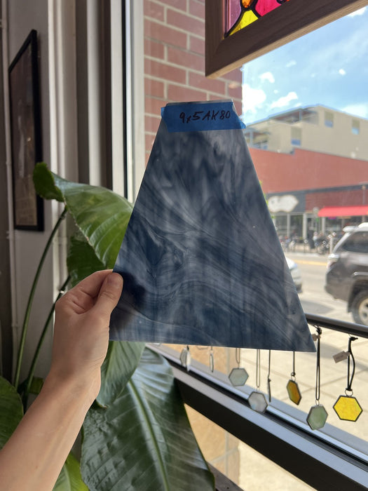 Dark Blue White Wispy Opal Kokomo Sheet Glass Kokomo Glass Default Title