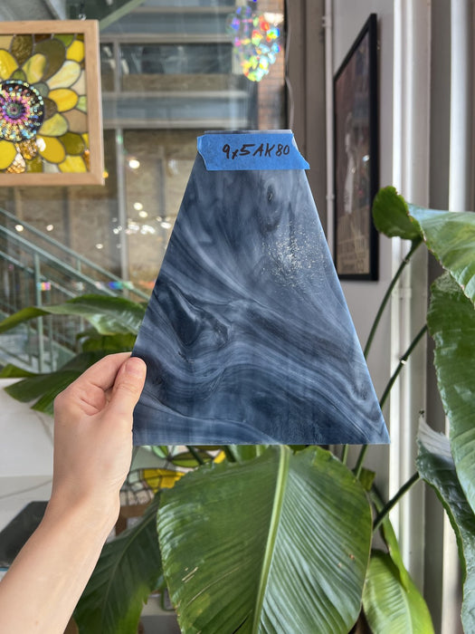 Dark Blue White Wispy Opal Kokomo Sheet Glass Kokomo Glass