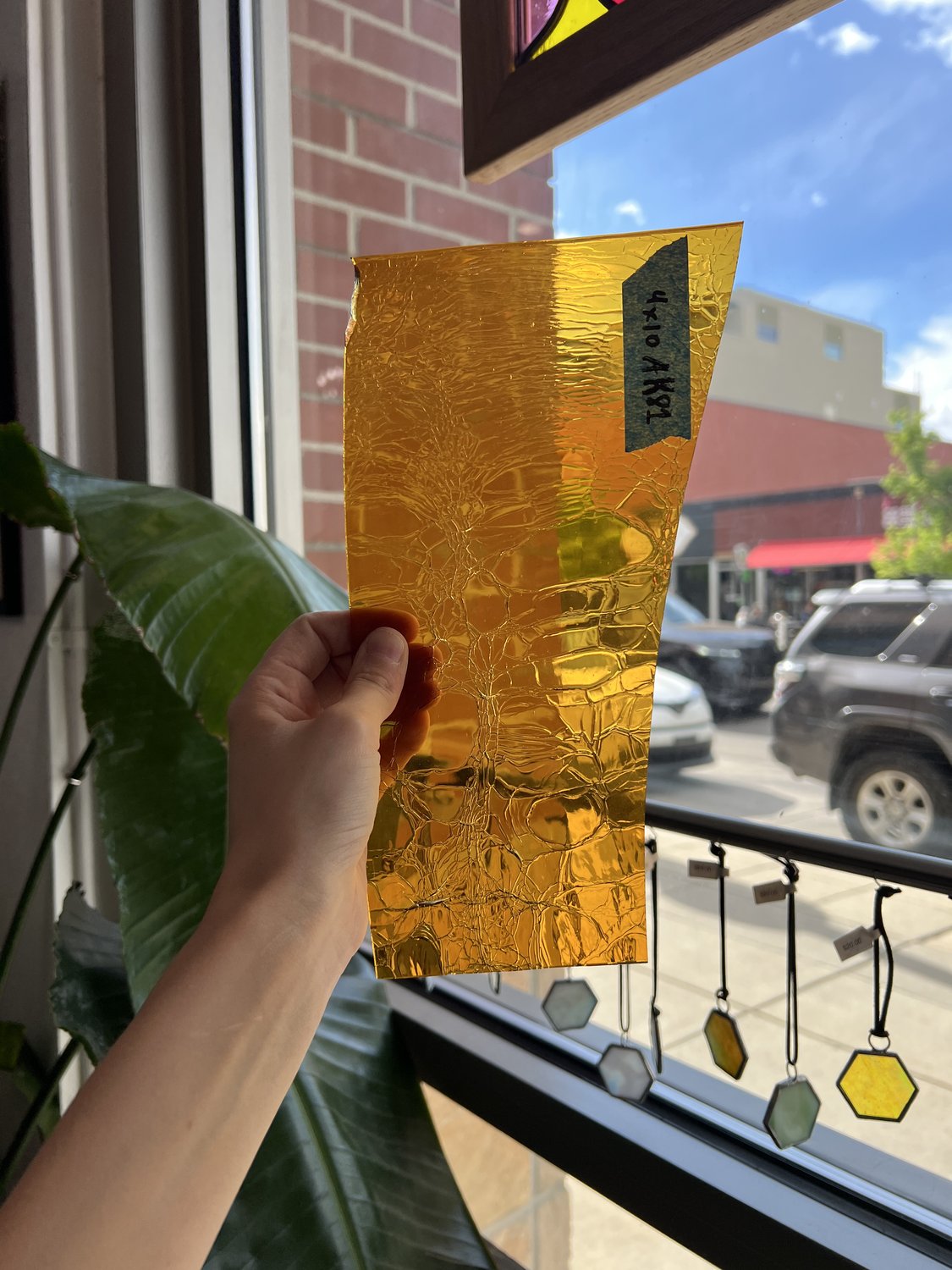 Amber Mouth Blown Crackle Sheet Glass Colorado Glassworks