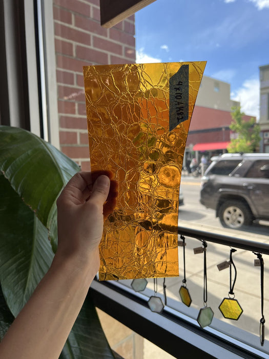 Amber Mouth Blown Crackle Sheet Glass Colorado Glassworks