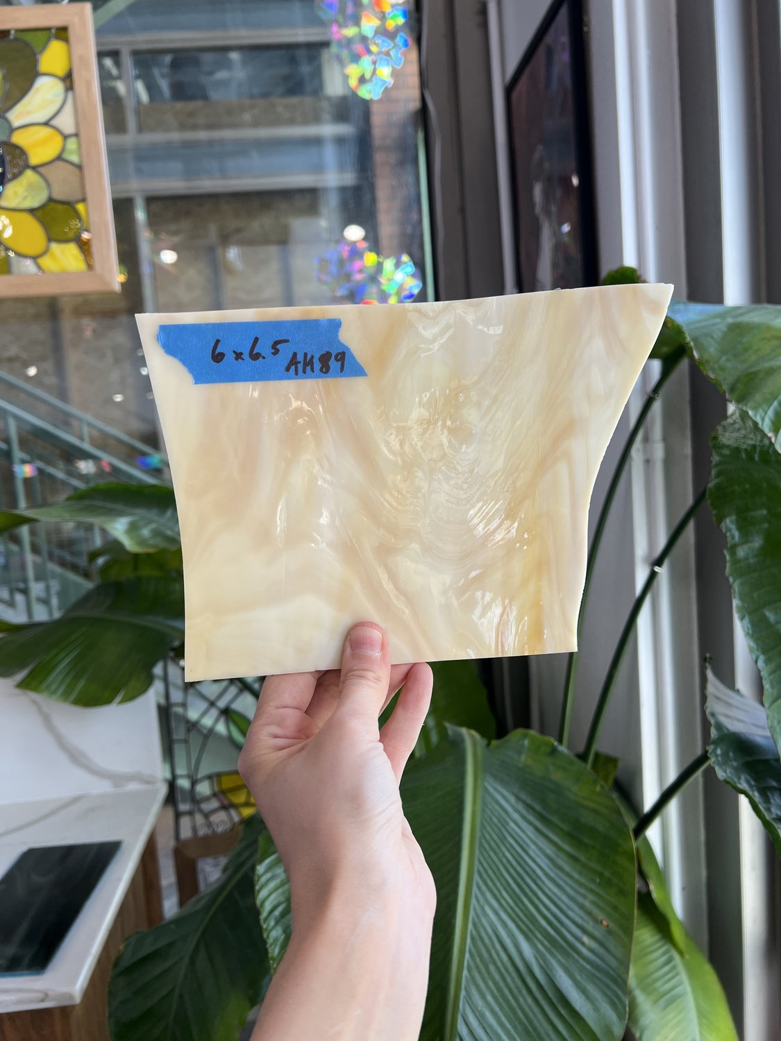 Tan Mixed Wispy Spectrum Sheet Glass Spectrum Glass