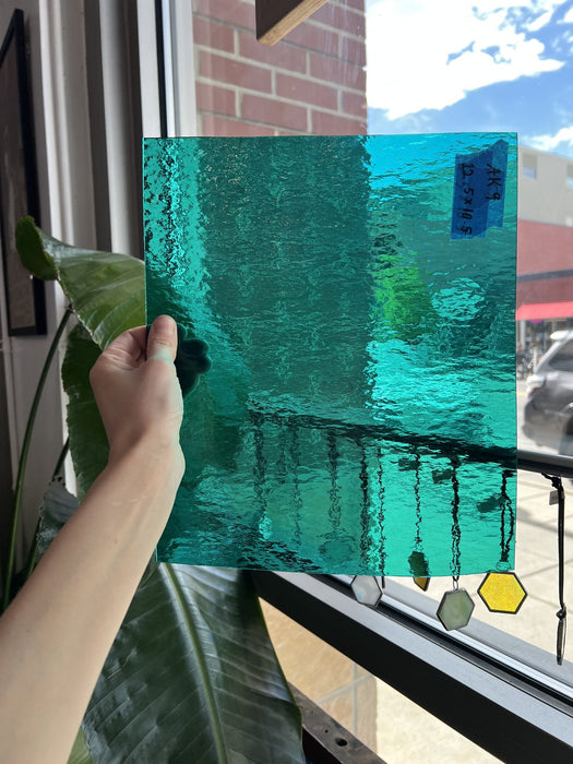 Teal Rough Rolled Spectrum Sheet Glass Spectrum Glass AK9 (12.5x10.5in)