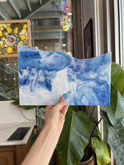 Vintage Blue Periwinkle Mottled Uroboros Fusible Sheet Glass Uroboros Glass 12x6in (UR-77657901)