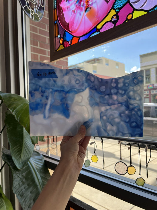 Vintage Blue Periwinkle Mottled Uroboros Fusible Sheet Glass Uroboros Glass