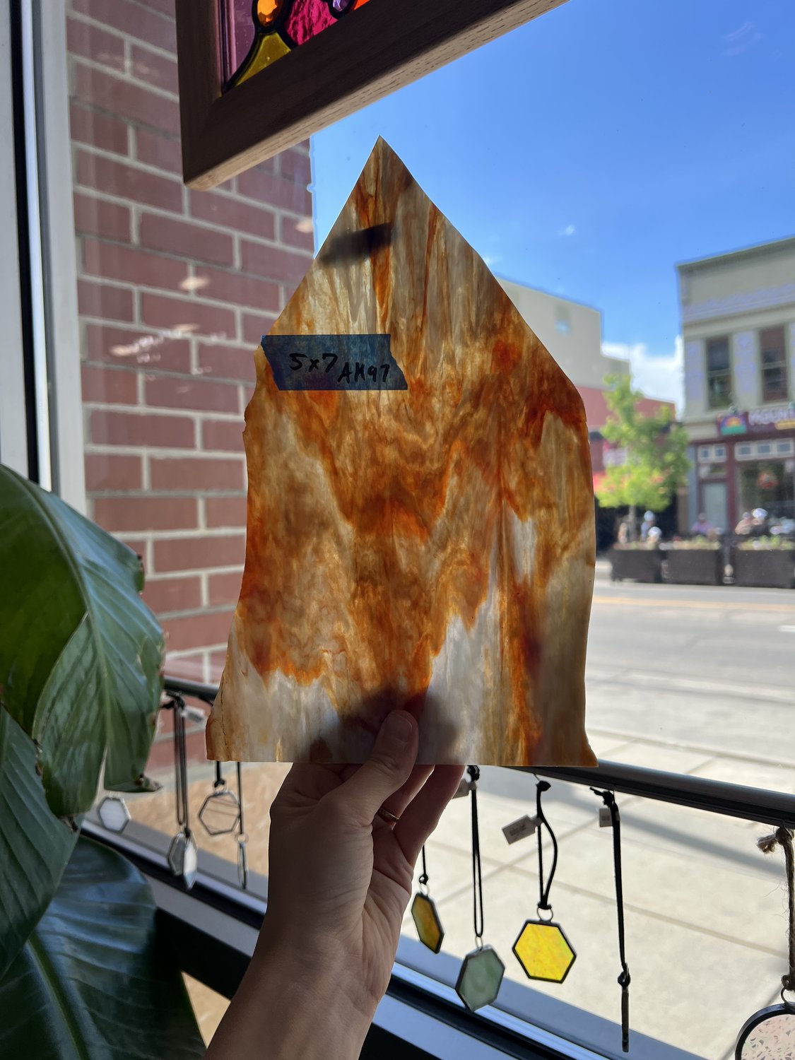Red Orange White Stipple Youghiogheny Sheet Glass Youghiogheny Glass