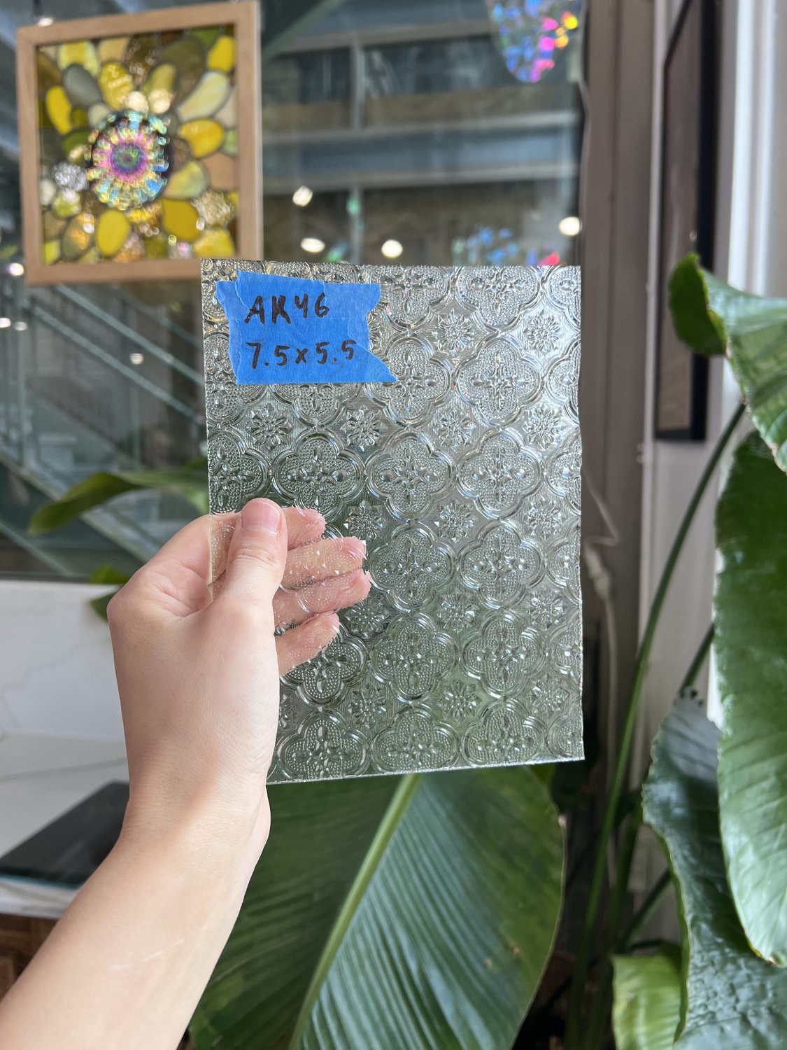 Clear Textured Morisco Lace Sheet Glass Colorado Glassworks 7.5x5.5in (ID-75757357)