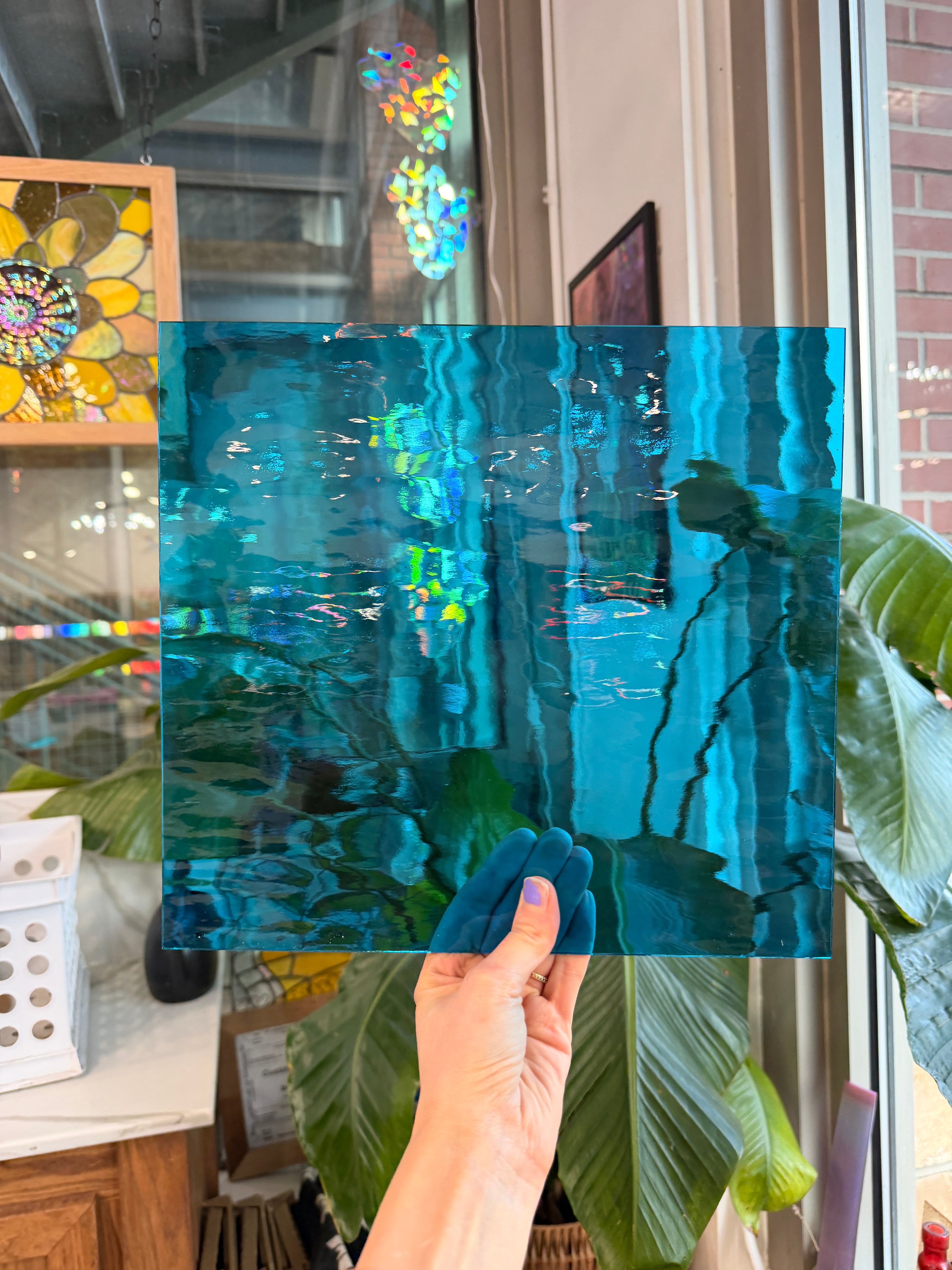 NEW! Blue Topaz Waterglass Oceanside Fusible 96 COE (OGT 533.2WF) Sheet Glass Colorado Glass Works