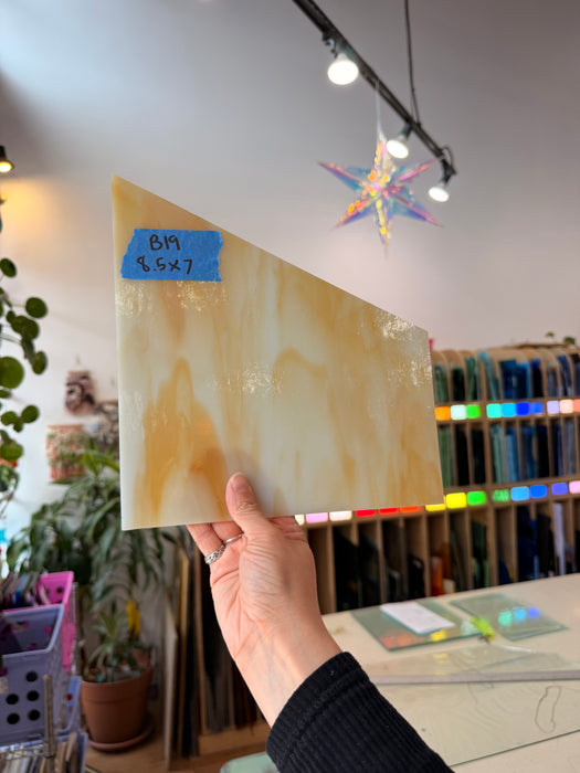 Amber Yellow White Wispy Kokomo Sheet Glass Kokomo Glass
