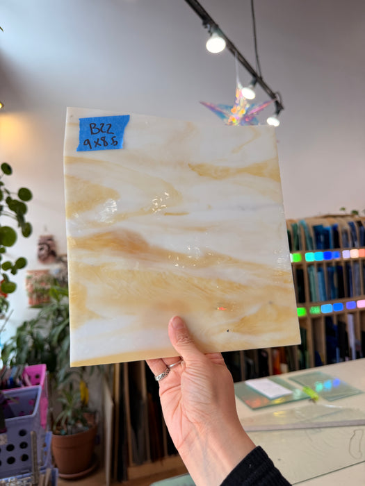 Amber Yellow White Wispy Kokomo Sheet Glass Kokomo Glass