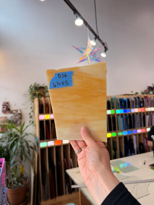 Amber Yellow White Wispy Kokomo Sheet Glass Kokomo Glass B36 (6.5x5inin)