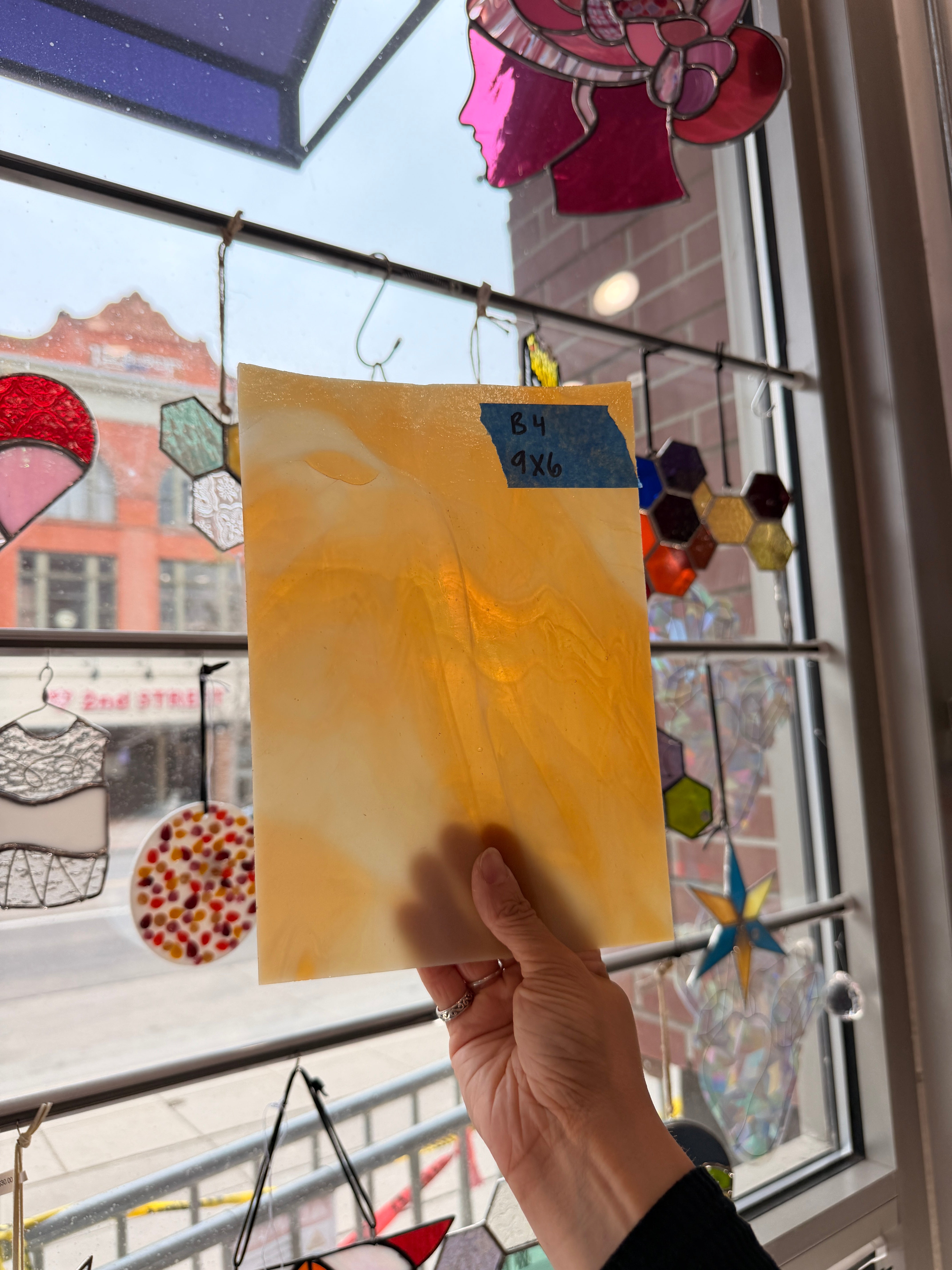 Amber Yellow White Wispy Kokomo Sheet Glass Kokomo Glass