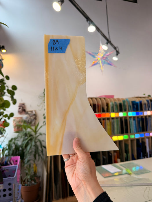 Amber Yellow White Wispy Kokomo Sheet Glass Kokomo Glass