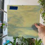 Cream Blue Wispy Bullseye 90 COE Sheet Glass Bullseye BE793 (10x9.5in)