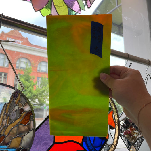 Lime Green Neon Orange Bullseye 90 COE Sheet Glass Colorado Glass Works