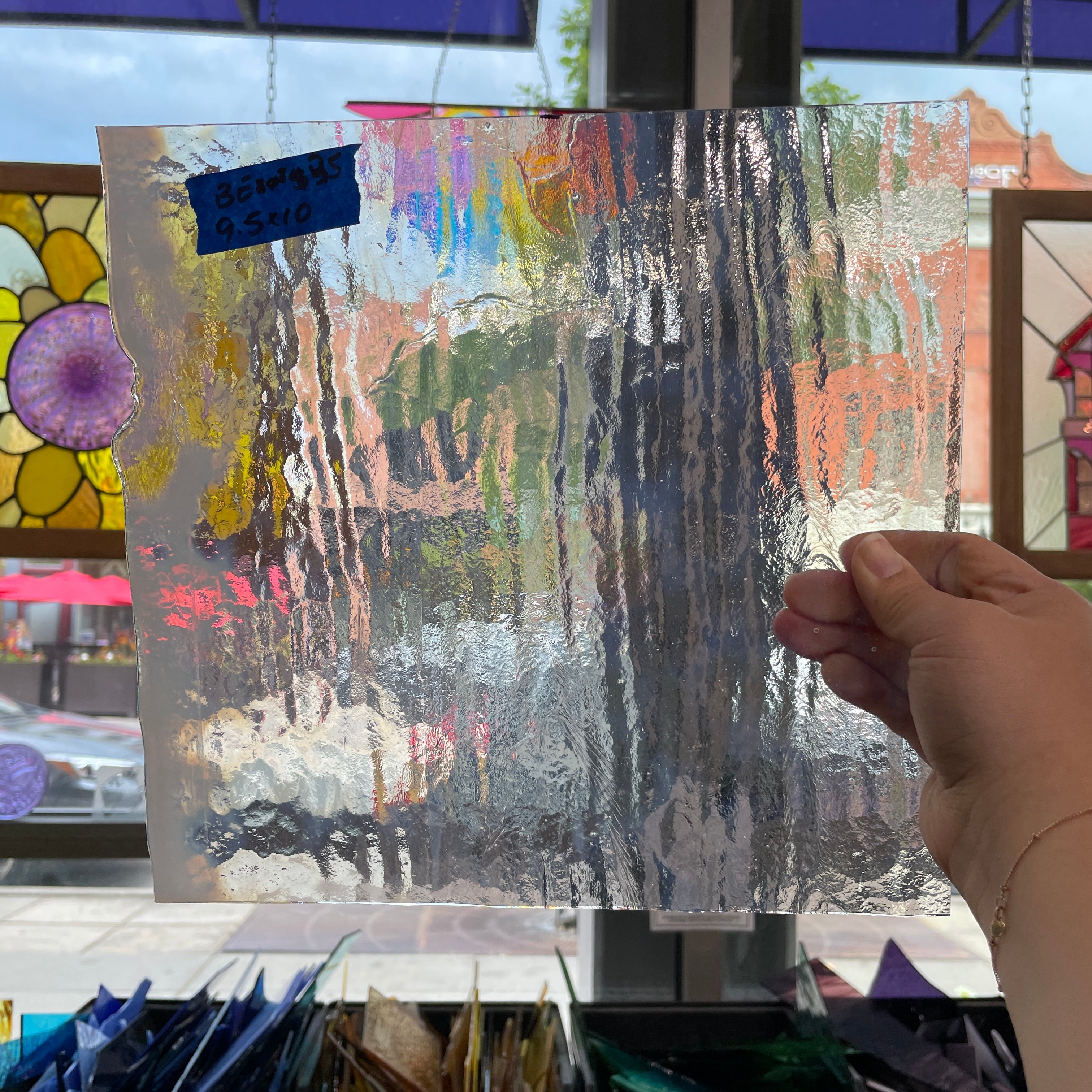Wispy White Opalescent Bullseye 90 COE Sheet Glass Colorado Glassworks