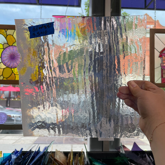 Wispy White Opalescent Bullseye 90 COE Sheet Glass Colorado Glassworks