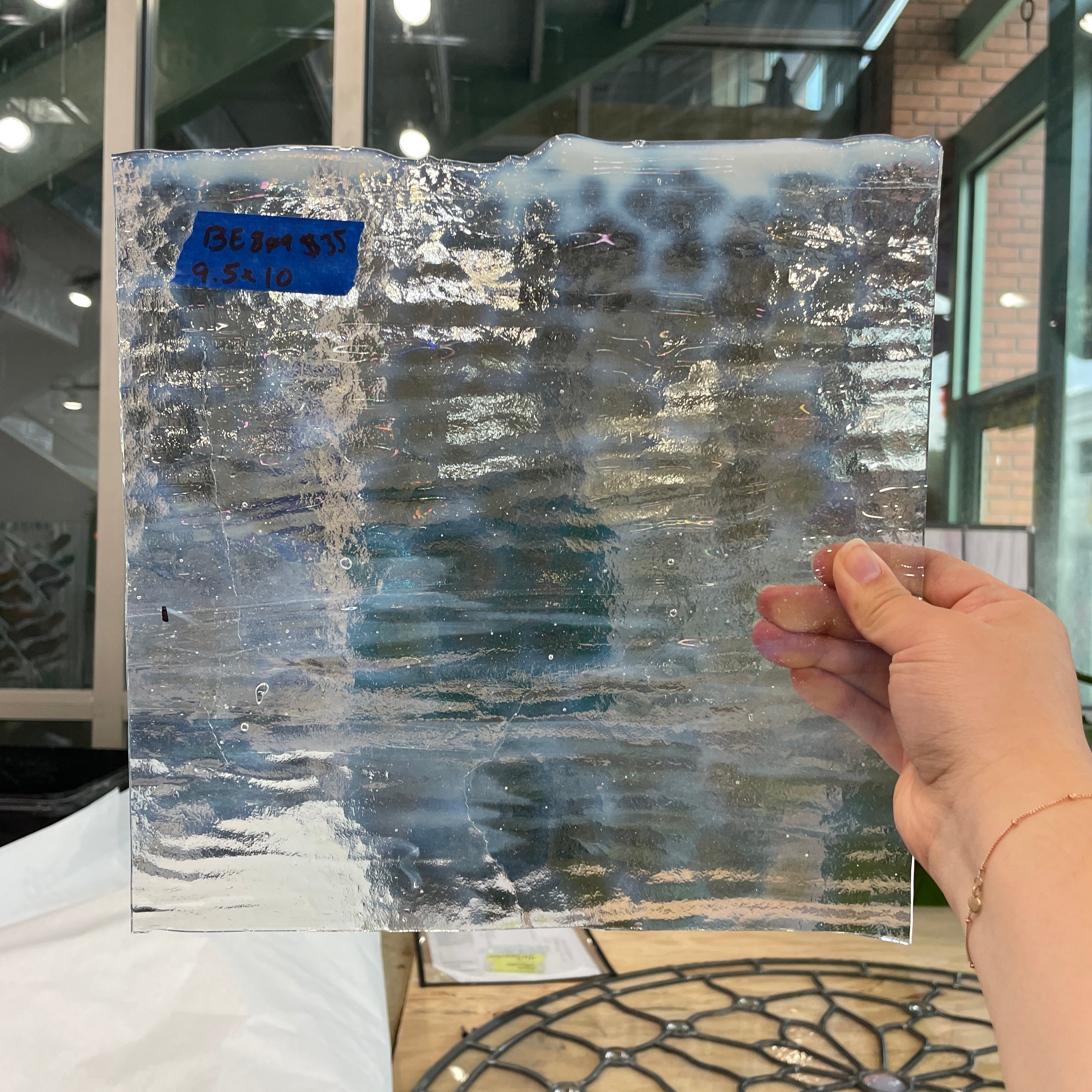 Wispy White Opalescent Bullseye 90 COE Sheet Glass Colorado Glassworks BE809 (9.5x10in)