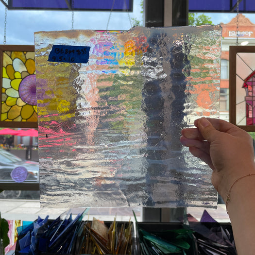 Wispy White Opalescent Bullseye 90 COE Sheet Glass Colorado Glassworks