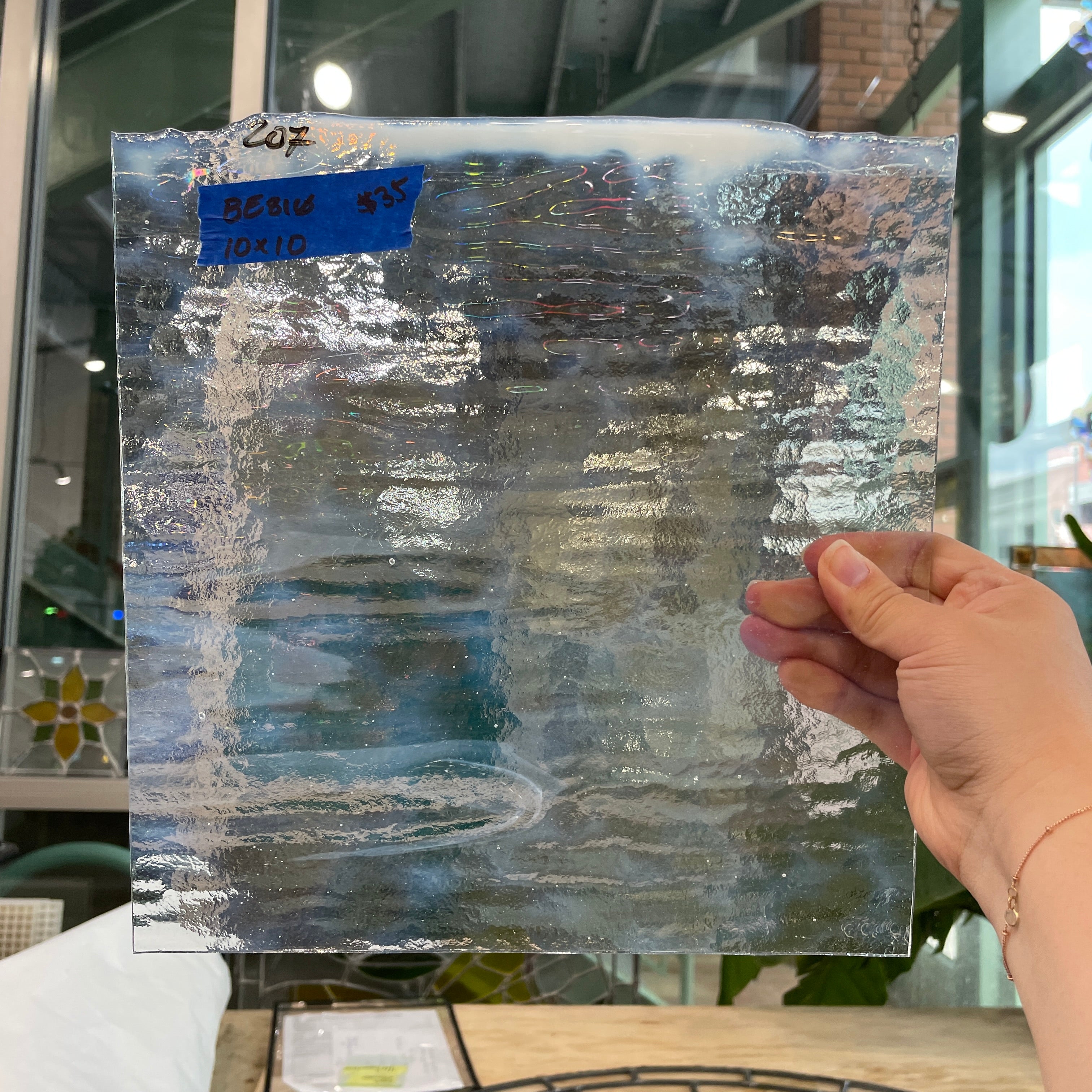 Wispy White Opalescent Bullseye 90 COE Sheet Glass Colorado Glassworks BE810 (10x10in)