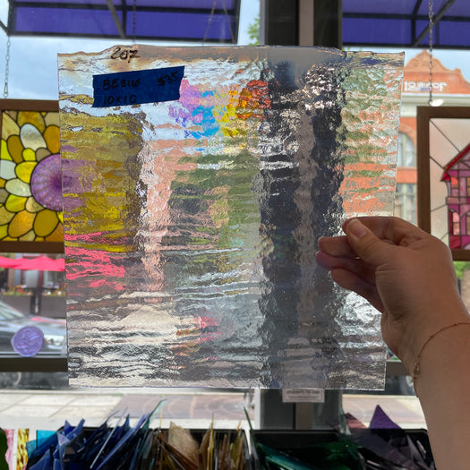 Wispy White Opalescent Bullseye 90 COE Sheet Glass Colorado Glassworks