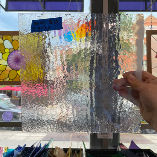 Wispy White Opalescent Bullseye 90 COE Sheet Glass Colorado Glassworks