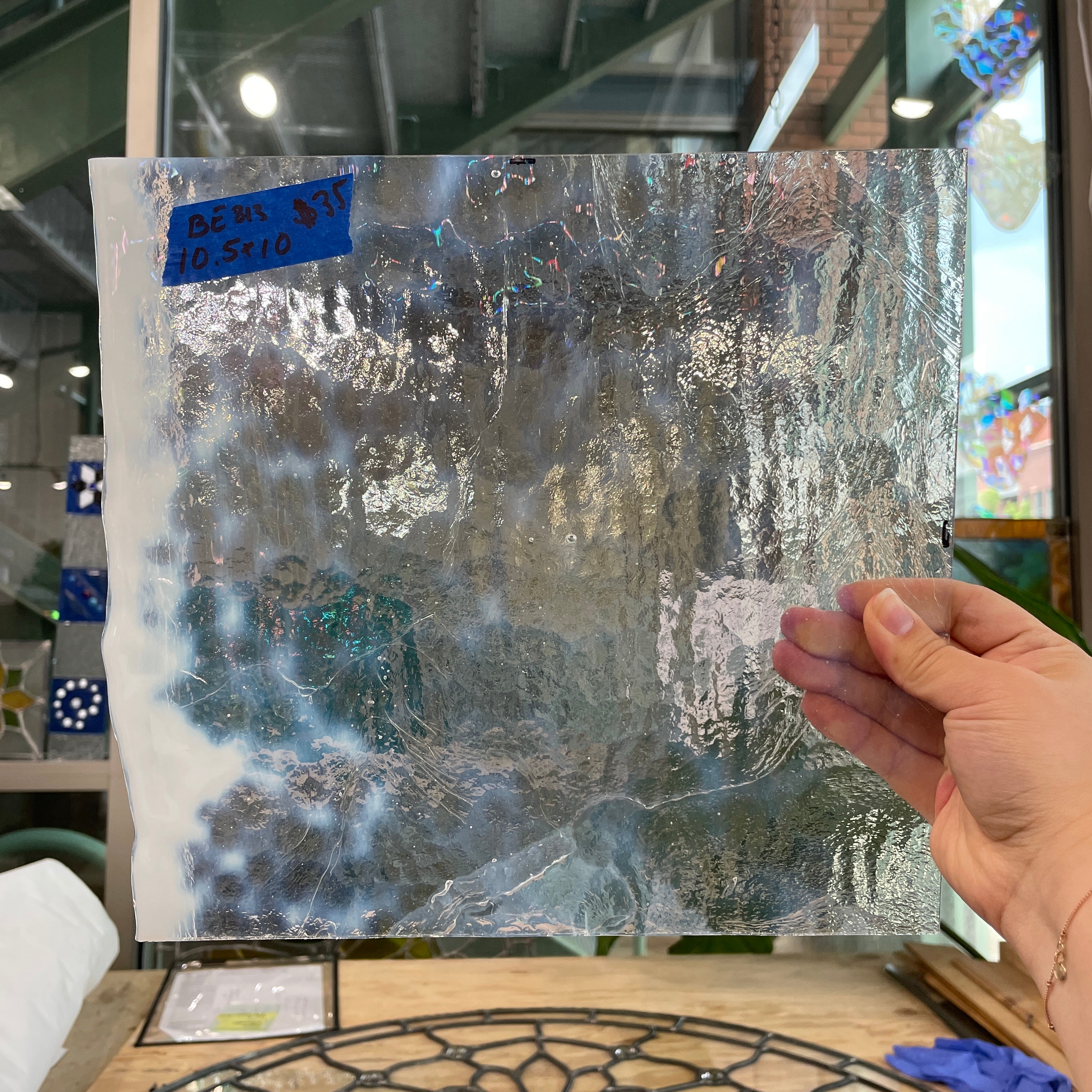 Wispy White Opalescent Bullseye 90 COE Sheet Glass Colorado Glassworks BE813 (10.5x10in)
