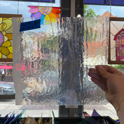 Wispy White Opalescent Bullseye 90 COE Sheet Glass Colorado Glassworks