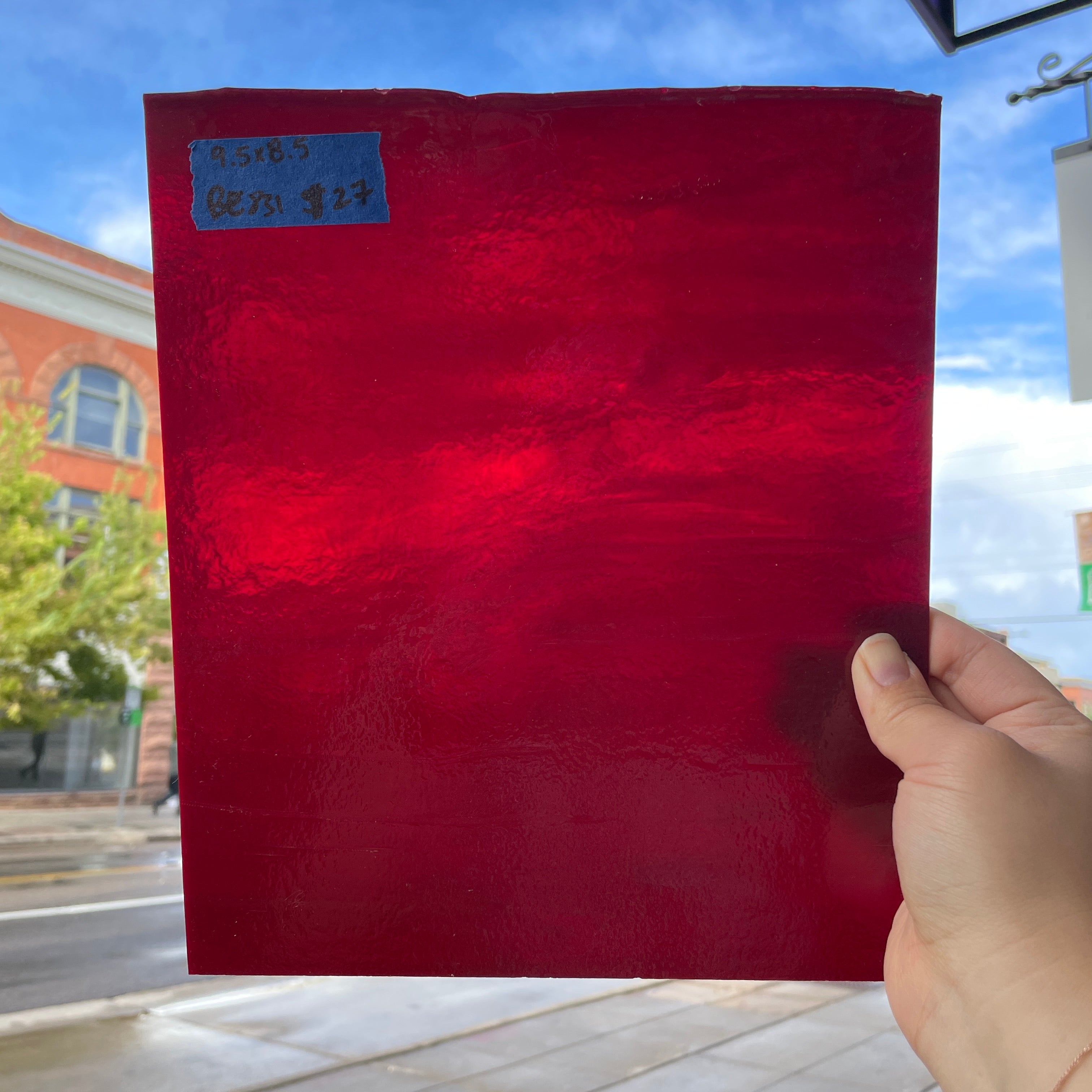 Deep Red Transparent Bullseye Sheet Glass Colorado Glassworks