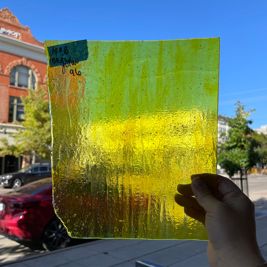 Bright Yellow Transparent Bullseye Sheet Glass Colorado Glass Works