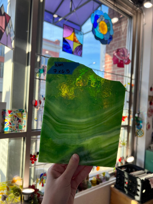 Green White Wispy Wissmach Sheet Glass Colorado Glassworks
