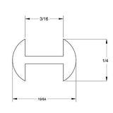 H-Round Lead Came CAS RH7 1/4 x 3/16 in.