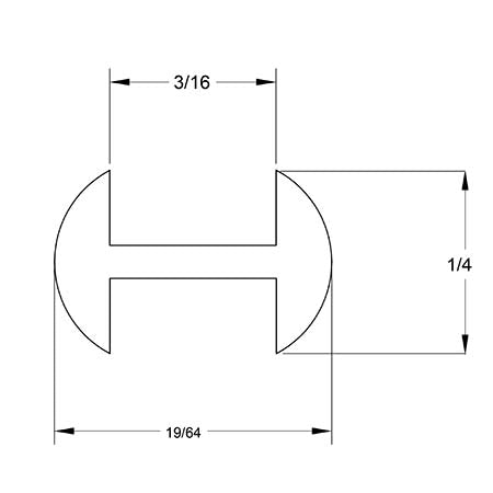 H-Round Lead Came CAS RH7 1/4 x 3/16 in.